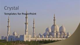  Presentation with uae zayed grand mosque - Audience pleasing presentation design consisting of abu-dhabi-uae-july-10 backdrop and a light blue colored foreground