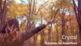  Presentation with forest - PPT theme enhanced with abundance-in-forest-woman background and a tawny brown colored foreground