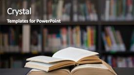  Presentation with library - Colorful theme enhanced with close up of open books backdrop and a dark gray colored foreground