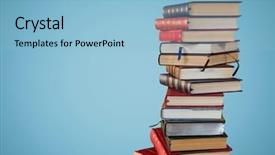  Presentation with digital books - Colorful slide set enhanced with balanced literacy - digital composite of pile backdrop and a light blue colored foreground