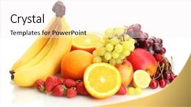  Presentation with berries - PPT theme consisting of food apple - exotic fruits and berries isolated background and a blonde colored foreground