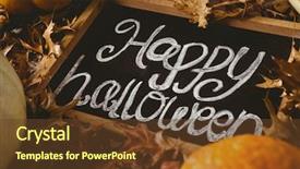  Presentation with happy halloween card - Presentation theme enhanced with culture change - high angle view of happy background and a  colored foreground