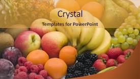  Presentation with fruit - Presentation theme enhanced with selection of fresh fruit background and a yellow colored foreground