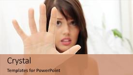  Presentation with bed - Presentation theme consisting of abuse - young beautiful caucasian woman bed background and a coral colored foreground