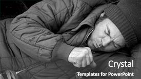  Presentation with homeless - Presentation theme consisting of abuse drug - homeless man sleeping background and a dark gray colored foreground