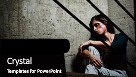  Presentation with stairway - Audience pleasing PPT layouts consisting of abused woman in the corner backdrop and a black colored foreground