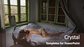  Presentation with dead egret birds lying - Amazing slides having abused women - depressed or scared young woman backdrop and a tawny brown colored foreground