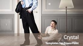  Presentation with leave - Slide deck featuring abused women - do not leave me alone background and a  colored foreground