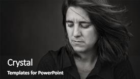  Presentation with women sad - Cool new slide deck with abused women - dramatic black and white portrait backdrop and a dark gray colored foreground