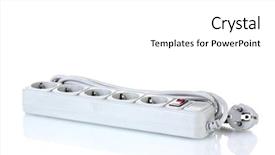  Presentation with white - Presentation design enhanced with ac circuit - surge protector isolated on white background and a white colored foreground