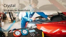  Presentation with mechanic - Cool new slide set with ac motors - mechanic pumps freon backdrop and a soft green colored foreground