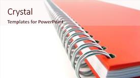  Presentation with pharmaceutical red - Colorful slides enhanced with acad - red notebook isolated close up backdrop and a  colored foreground