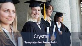  Presentation with next - PPT layouts consisting of academic achievement - blonde graduate next to her background and a ocean colored foreground