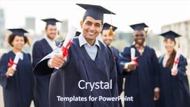  Presentation with international education - Colorful presentation design enhanced with academic achievement - education graduation and people concept backdrop and a wine colored foreground