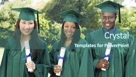  Presentation with dr holding ipad - Cool new slides with academic achievement - graduates holding diplomas backdrop and a ocean colored foreground