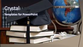  Presentation with academic - Colorful theme enhanced with academic achievement - graduation cap on stack backdrop and a tawny brown colored foreground