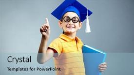  Presentation with man looking up happy - Slide set having academic achievement - portrait of happy boy background and a light blue colored foreground