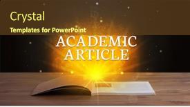  Presentation with article - Amazing PPT layouts having academic-article-inscription-coming-out backdrop and a tawny brown colored foreground