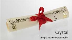  Presentation with academy award - Theme consisting of academy award - certificate with the red ribbon background and a light gray colored foreground