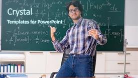  Presentation with math teacher - Audience pleasing presentation theme consisting of school awards - funny male math teacher backdrop and a ocean colored foreground