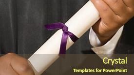  Presentation with diploma - Audience pleasing presentation design consisting of education moments - graduate holding diploma backdrop and a tawny brown colored foreground