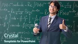  Presentation with math teacher - Presentation design featuring school awards - young male math teacher background and a ocean colored foreground