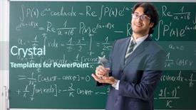  Presentation with math teacher - Cool new slide set with school awards - young male math teacher backdrop and a ocean colored foreground