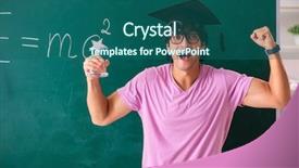  Presentation with physic - Audience pleasing theme consisting of best teacher - young male physic standing backdrop and a ocean colored foreground