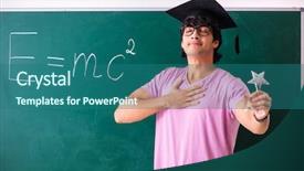  Presentation with physic - Slide set enhanced with best teacher - young male physic standing background and a ocean colored foreground