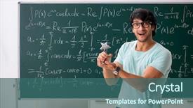  Presentation with young college student diagnosis of sti - Slide deck with school awards - young male student mathematician background and a ocean colored foreground