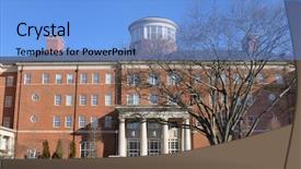  Presentation with university building - Slides enhanced with academic building on a university background and a light blue colored foreground