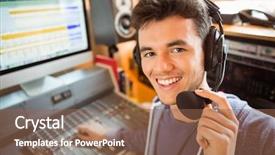  Presentation with audio mixing - Cool new presentation theme with studio of a radio backdrop and a tawny brown colored foreground