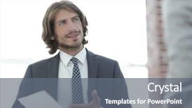  Presentation with controller - Amazing PPT theme having woman in the office backdrop and a  colored foreground