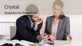  Presentation with successful - Beautiful PPT theme featuring analyze organizations - successful young consultants working backdrop and a coral colored foreground