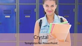  Presentation with academic - Presentation design enhanced with academic frame - digital composite of female student background and a coral colored foreground