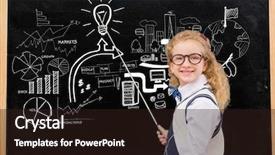  Presentation with education graphics - PPT theme with academic frame - digital composite of students background and a wine colored foreground