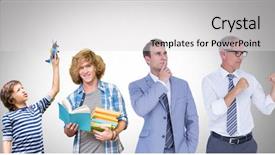  Presentation with generations - Presentation having academic frame - men of age generations growing background and a light gray colored foreground