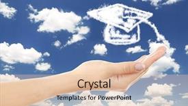  Presentation with academic - PPT theme enhanced with academic freedom - grad hat clouds shape floating background and a  colored foreground