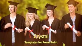  Presentation with graduation - Slides enhanced with academic freedom - group of people celebrating background and a  colored foreground