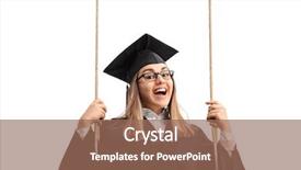  Presentation with worried female college student for health check up - Presentation featuring academic freedom - happy female graduate student background and a  colored foreground