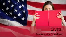  Presentation with book of joshua - Amazing presentation theme having academic freedom - student holding book over face backdrop and a  colored foreground