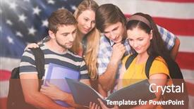  Presentation with college students - Presentation theme consisting of academic freedom - students holding folders at college background and a red colored foreground