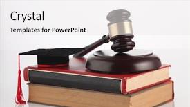  Presentation with academic - Slide deck featuring academic law - gavel hammer and mortar board background and a white colored foreground