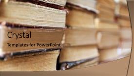  Presentation with academic - PPT theme enhanced with academic law - old used books in library background and a coral colored foreground