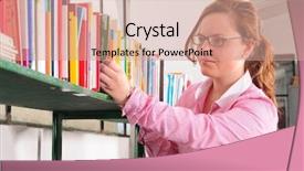  Presentation with academic - Audience pleasing PPT theme consisting of academic library - selecting a book backdrop and a coral colored foreground