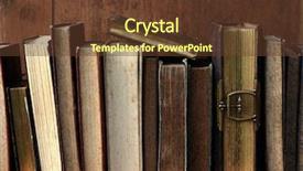  Presentation with academic - Theme with academic - old books on wooden shelf background and a tawny brown colored foreground
