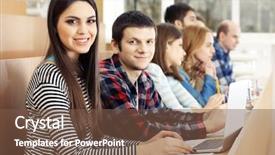  Presentation with classroom - Cool new theme with academic performance - group of students using gadgets backdrop and a tawny brown colored foreground