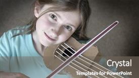  Presentation with instrument - Cool new PPT theme with little young girl playing homemade backdrop and a gray colored foreground