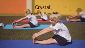  Presentation with stretching - Amazing presentation theme having performing stretching exercise in schoolyard backdrop and a gold colored foreground