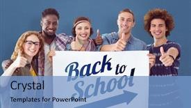  Presentation with students - Audience pleasing slides consisting of academic poster - fashion students smiling at camera backdrop and a  colored foreground